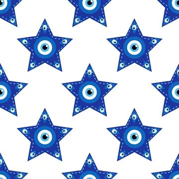 Evil eye magic seamless pattern. Symbol of protection, Turkish souvenir Stock Illustration