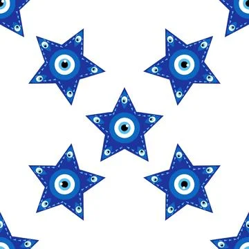 Evil eye magic seamless pattern. Symbol of protection, Turkish souvenir Stock Illustration