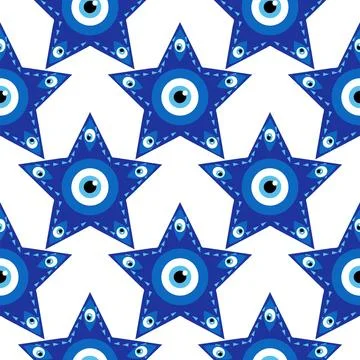 Evil eye magic seamless pattern. Symbol of protection, Turkish souvenir Stock Illustration