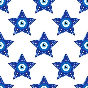 Evil eye magic seamless pattern. Symbol of protection, Turkish souvenir Stock Illustration