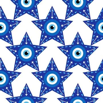 Evil eye magic seamless pattern. Symbol of protection, Turkish souvenir Stock Illustration
