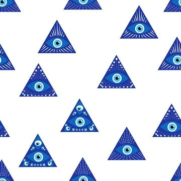 Evil eye magic seamless pattern. Symbol of protection, Turkish souvenir Stock Illustration