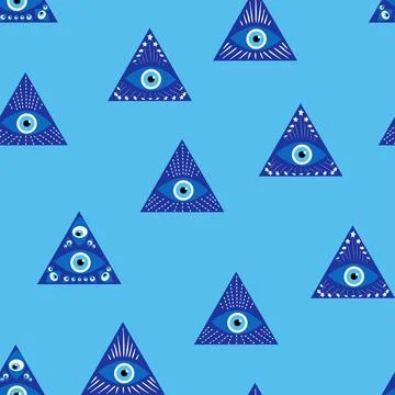 Evil eye magic seamless pattern. Symbol of protection, Turkish souvenir Stock Illustration