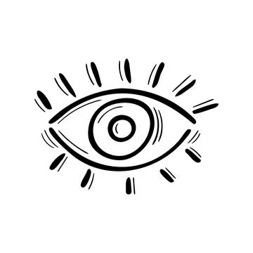 Evil eye. Magical hand drawn sign. Mystical elements. Doodle abstract talisma Illustrazione stock