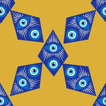 Evil eye mandala seamless pattern. Symbol of protection, Turkish souvenir Stock Illustration