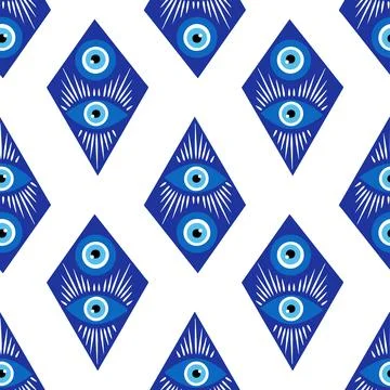 Evil eye mandala seamless pattern. Symbol of protection, Turkish souvenir Illustrazione stock