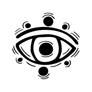 Evil eye. Mystical element. Magical hand drawn sign. Doodle abstract talisman Stock Illustration