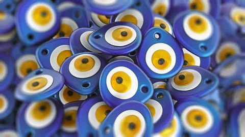 Evil Eye or Nazar amulet stacking. 3D illustration Stock Illustration