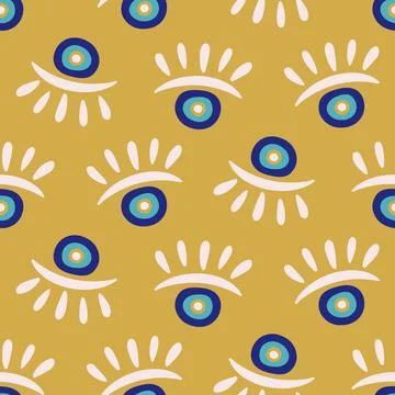 Evil eye seamless pattern. Ethnic Turkish eye decorative symbols Stock Illustration