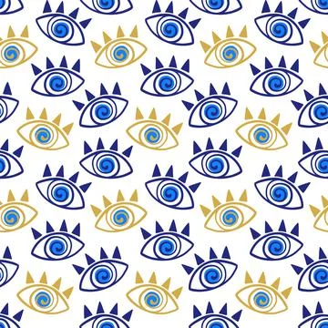 Evil eye seamless pattern. Ethnic Turkish eye decorative symbols Stock Illustration