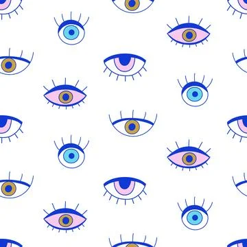 Evil eye seamless pattern. Ethnic eyes background Illustrazione stock