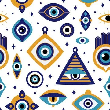 Evil eye seamless pattern. Eye of providence, decorative spiritual turkish greek Stock Illustration