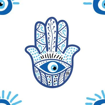 Evil eye seamless pattern. Magic, witchcraft, occult symbol, line art collect Stock Illustration