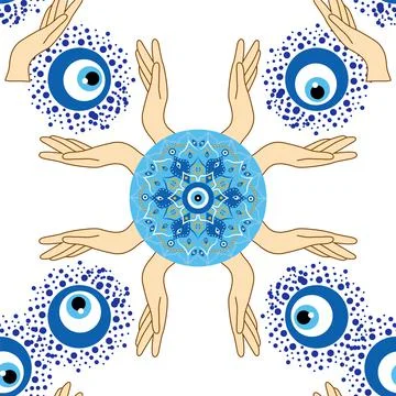 Evil eye seamless pattern. Magic, witchcraft, occult symbol. Hamsa eye, magic Illustrazione stock