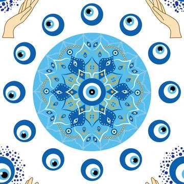 Evil eye seamless pattern. Magic, witchcraft, occult symbol. Hamsa eye, magic Stock Illustration