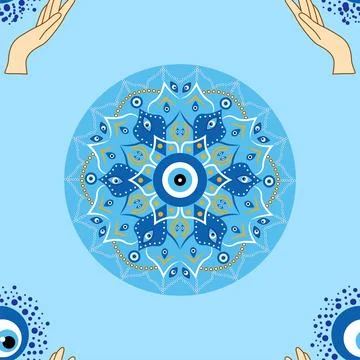 Evil eye seamless pattern. Magic, witchcraft, occult symbol. Hamsa eye, magic Stock Illustration