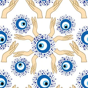 Evil eye seamless pattern. Magic, witchcraft, occult symbol. Hamsa eye, magic Illustrazione stock