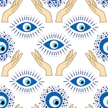 Evil eye seamless pattern. Magic, witchcraft, occult symbol. Hamsa eye, magic Stock Illustration