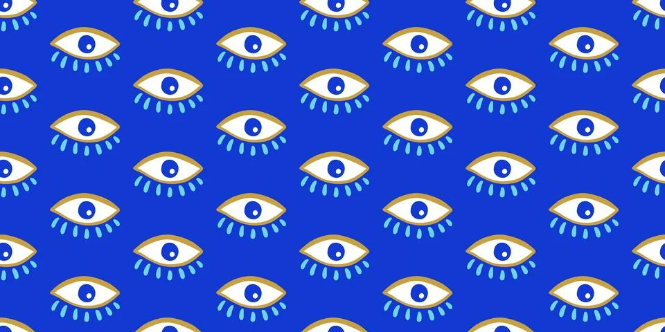 Evil Eye Seamless Pattern Vector Background Illustrazione stock