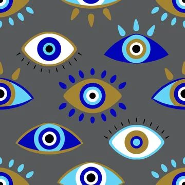 Evil eye symbol vector repeat pattern Stock Illustration