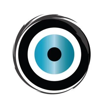 Evil eye vector with black and blue colors isolated on white background Stock Illustration