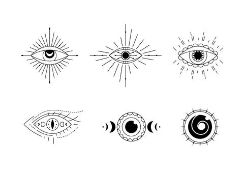 Evil eyes collection. Magic witchcraft eye talisman, magical esoteric eyes li Stock Illustration