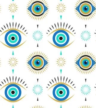 Evil eyes seamless pattern. Contemporary modern, trendy vector illustrations Stock Illustration