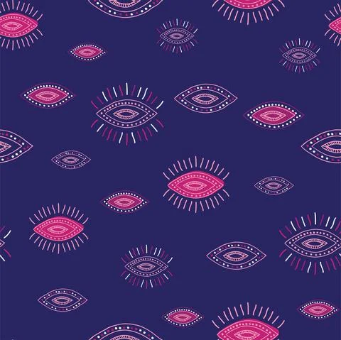 Evil eyes seamless pattern. Contemporary trendy vector illustration Stock Illustration