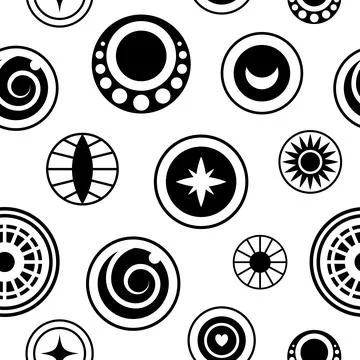 Evil eyes seamless pattern. Geometric various talismans, protection. Flat des Stock Illustration