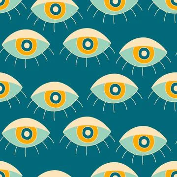 Evil eyes seamless pattern Stock Illustration