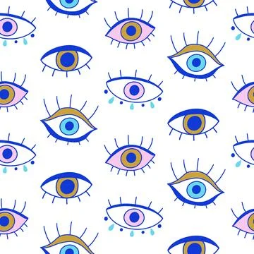 Evil eyes seamless pattern Illustrazione stock