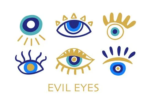 Evil eyes set. Hand drawn elements 스톡 일러스트