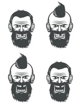 Evil face of a bearded man イラスト素材