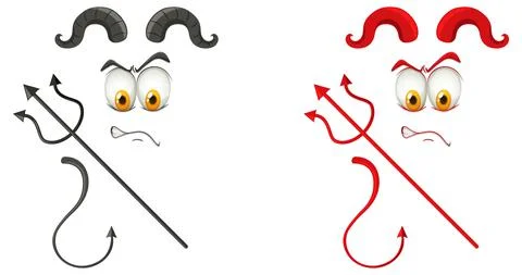 Evil face with devil element Stock Illustration