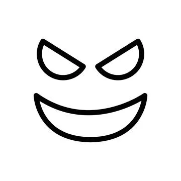 Evil face line icon isolated on white background. Black flat thin icon on m.. Stock Illustration