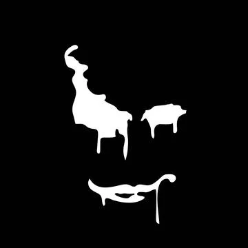 Evil face of a monster dripping liquid on a black background. Smiling and sca 스톡 일러스트