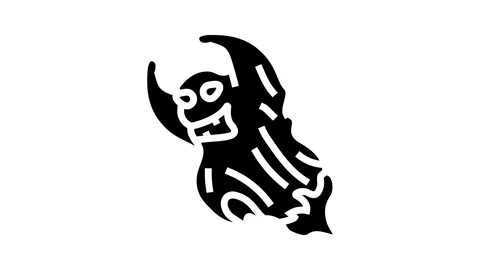 Evil ghost glyph icon animation Stock Footage 326159260