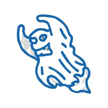 Evil ghost icon doodle illustration Stock Illustration