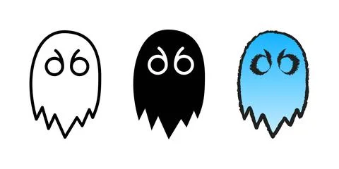 Evil ghost icon set. Scary hand-drawn Halloween character vector illustrati.. Illustrazione stock