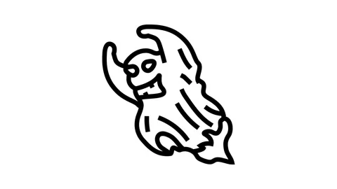 Evil ghost line icon animation Stock Footage 326137832