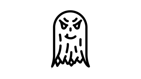 Evil ghost line icon animation Stock Footage 326766576
