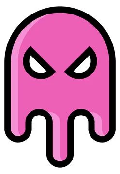 Evil ghost logo. Color funny shape icon Stock Illustration