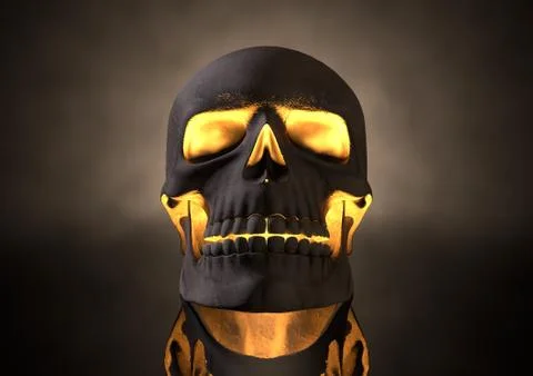 Evil glowing skull front Stock Illustration