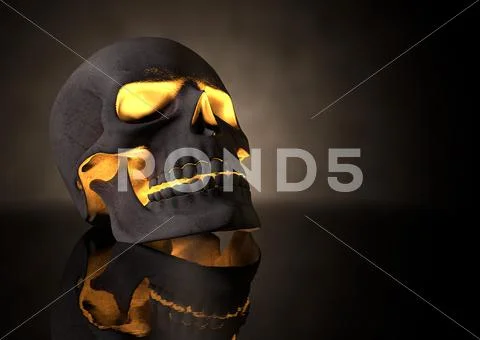 Evil glowing skull perspective Stock Illustration