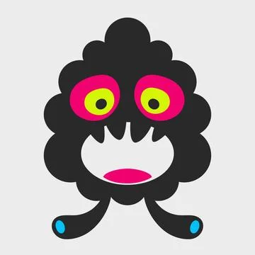 Evil grape monster. Funny and cute monster. Flat cartoon character design. Stockillustratie