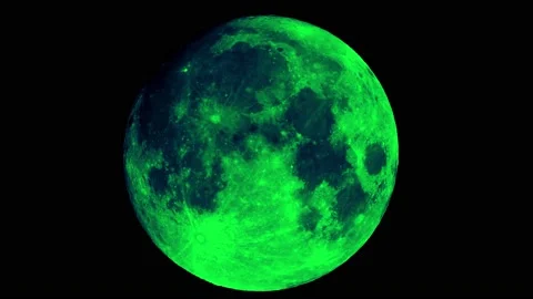 Evil green full moon as perfect Halloween UHD background Stock Footage 198528946