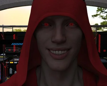 Evil hacker closeup Stock Illustration