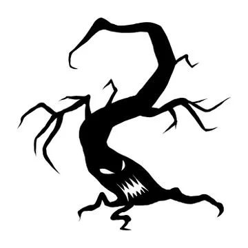 Evil halloween face tree Stock Illustration