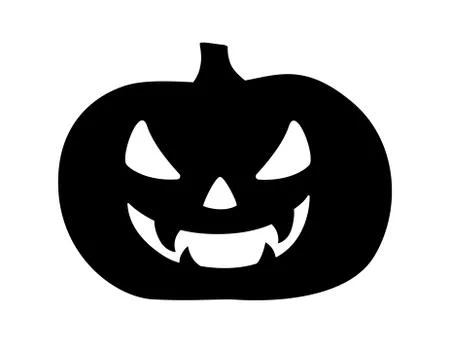 Evil Halloween Pumpkin - Black vector silhouette for pictogram or logo. Illustrazione stock