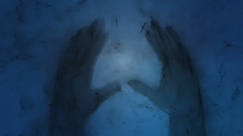 Evil hands concept animation, dark background, built from particles Stock Footage 332848339